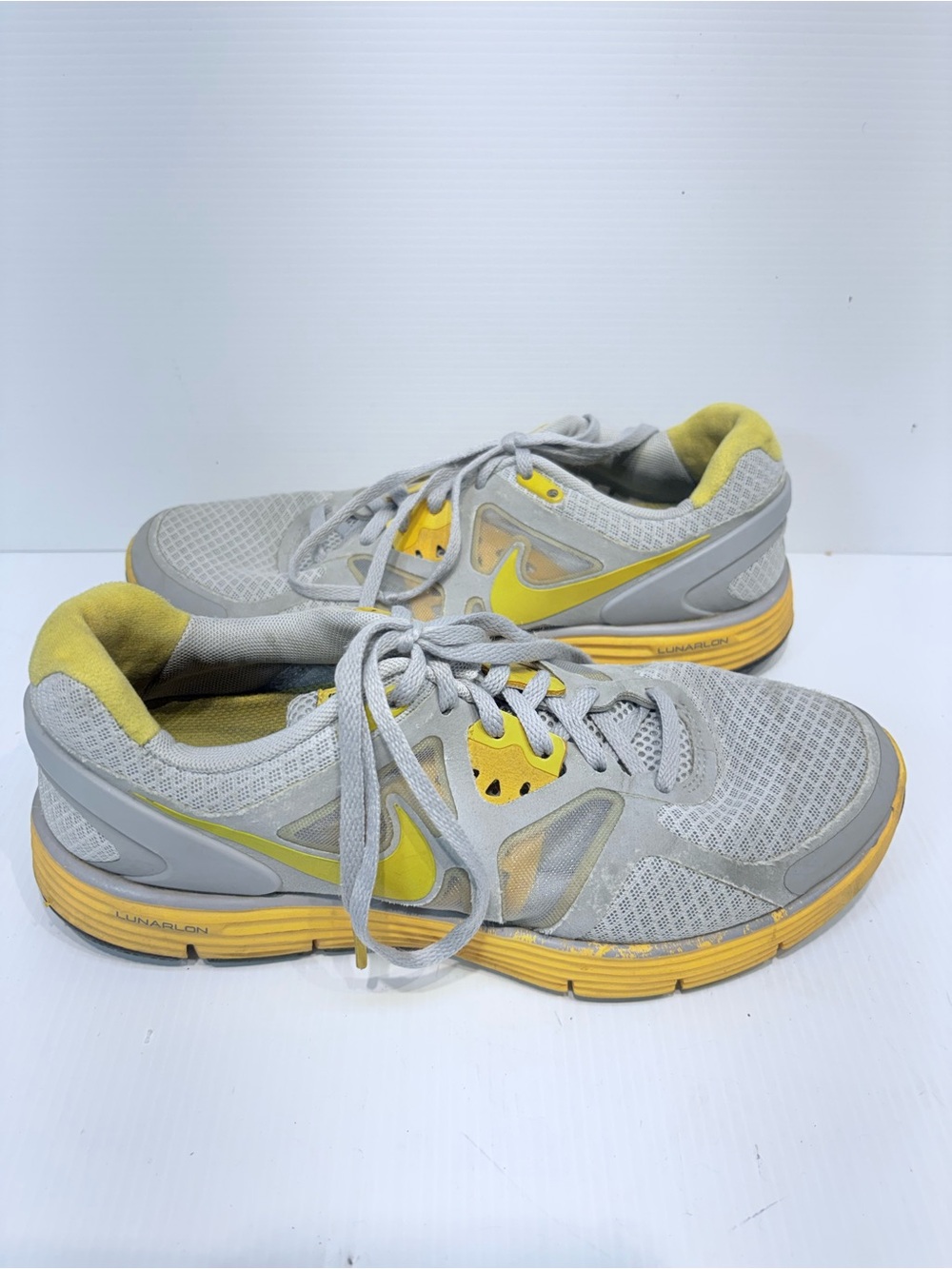 Nike LunarGlide+ 3 Livestrong Grey & Yellow Athletic Running Shoes - Women's 8